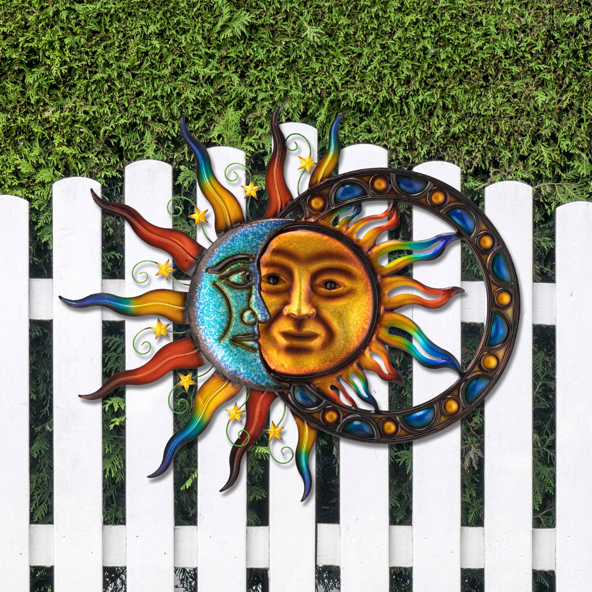 Glitzhome® 33.5" Metal Sun & Moon Wall Décor